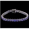 Image 1 : 13.60ctw Tanzanite Bracelet - 14KT White Gold