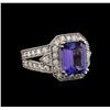 Image 2 : 14KT White Gold 3.83ct Tanzanite and Diamond Ring