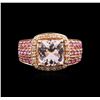 Image 1 : 14KT Rose Gold 1.73ct Morganite, Pink Sapphire and Diamond Ring
