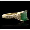 Image 2 : 14KT Yellow Gold 2.45ct Emerald and Diamond Ring