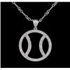 Image 2 : 1.00ctw Basketball Diamond Pendant With Chain - 14KT White Gold