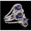 Image 2 : 14KT White Gold 2.64ctw Sapphire and Diamond Ring