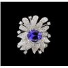 Image 1 : 5.16ct Tanzanite and Diamond Ring - 18KT White Gold