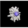 Image 2 : 5.16ct Tanzanite and Diamond Ring - 18KT White Gold