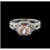 Image 1 : 14KT White Gold 1.10ct Morganite and Diamond Ring