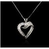 Image 2 : 14KT White Gold 0.50ctw Diamond Heart Pendant With Chain