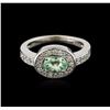 Image 1 : 14KT White Gold 0.84ct Green Tourmaline and Diamond Ring