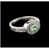 Image 2 : 14KT White Gold 0.84ct Green Tourmaline and Diamond Ring