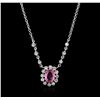 Image 2 : 14KT White Gold 1.35ct Pink Sapphire and Diamond Necklace