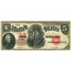 Image 1 : 1907 $5 United States "Woodchopper" Speelman-White Red Seal Large Note
