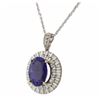 Image 3 : 14KT White Gold GIA Certified 17.92ct Tanzanite and Diamond Pendant With Chain