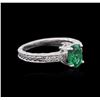 Image 2 : 14KT White Gold 0.76ct Emerald and Diamond Ring