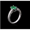 Image 3 : 14KT White Gold 0.76ct Emerald and Diamond Ring