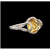 Image 2 : 3.55ct Citrine and Diamond Ring - 14KT White Gold