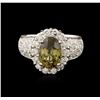 Image 1 : 18KT White Gold 2.31ct Green Chrysoberyl and Diamond Ring