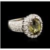 Image 2 : 18KT White Gold 2.31ct Green Chrysoberyl and Diamond Ring