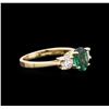 Image 2 : 1.07ct Emerald and Diamond Ring - 14KT Yellow Gold