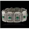 Image 2 : Platinum GIA Certified 9.37ctw Emerald and Diamond Bracelet