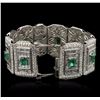 Image 3 : Platinum GIA Certified 9.37ctw Emerald and Diamond Bracelet