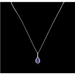 2.30ct Tanzanite and Diamond Pendant With Chain - 14KT White Gold