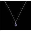 Image 1 : 2.30ct Tanzanite and Diamond Pendant With Chain - 14KT White Gold