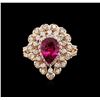 Image 1 : 1.48ct Rubellite and Diamond Ring - 14KT Rose Gold