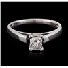 Image 1 : 14KT White Gold 0.54ct Princess Cut Diamond Solitaire Ring