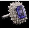 Image 2 : 14KT White Gold 6.93ct Tanzanite and Diamond Ring