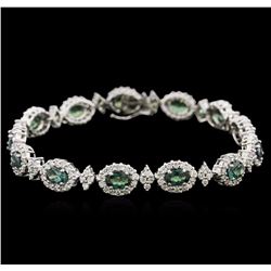 7.80ctw Alexandrite and Diamond Bracelet - 14KT White Gold