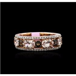 1.98ctw Morganite, Smokey Topaz and Diamond Ring - 14KT Rose Gold