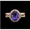 Image 1 : 2.65ct Tanzanite and Diamond Ring - 14KT Rose Gold