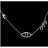 Image 2 : 0.61ctw Blue Diamond and Sapphire Necklace - 14KT White Gold