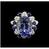 Image 1 : 14KT White Gold 6.27ct Tanzanite, Sapphire and Diamond Ring