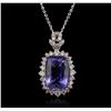 Image 2 : 14KT White Gold 6.63ct Tanzanite and Diamond Pendant With Chain