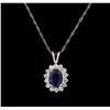 Image 2 : 1.50ct Sapphire and Diamond Pendant With Chain - 18KT White Gold