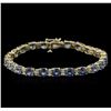 Image 1 : 15.60ctw Blue Sapphire and Diamond Bracelet - 14KT Yellow Gold