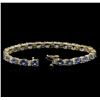 Image 3 : 15.60ctw Blue Sapphire and Diamond Bracelet - 14KT Yellow Gold