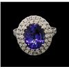 Image 1 : 4.53ct Tanzanite and Diamond Ring - 14KT White Gold