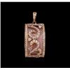 Image 1 : 14KT Rose Gold 11.43ct Pink Opal and Diamond Pendant