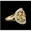 Image 2 : 14KT Yellow Gold 0.75ctw Multi Gemstone and Diamond Ring