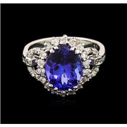 3.52ct Tanzanite and Diamond Ring - 14KT White Gold