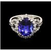 Image 1 : 3.52ct Tanzanite and Diamond Ring - 14KT White Gold