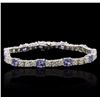 Image 1 : 14KT White Gold 5.20ctw Tanzanite and Diamond Bracelet