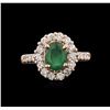 Image 1 : 1.17ct Emerald and Diamond Ring - 14KT Rose Gold