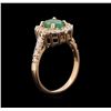 Image 3 : 1.17ct Emerald and Diamond Ring - 14KT Rose Gold