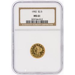 1902 NGC MS61 $2.50 Liberty Head Quarter Eagle Gold Coin