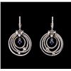 Image 1 : 0.25ctw Sapphire and Diamond Earrings - 14KT White Gold