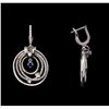 Image 2 : 0.25ctw Sapphire and Diamond Earrings - 14KT White Gold