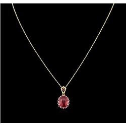 6.30ctw Ruby and Diamond Pendant With Chain - 14KT Two-Tone Gold