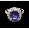 Image 1 : 3.25ct Tanzanite and Diamond Ring - 14KT White Gold